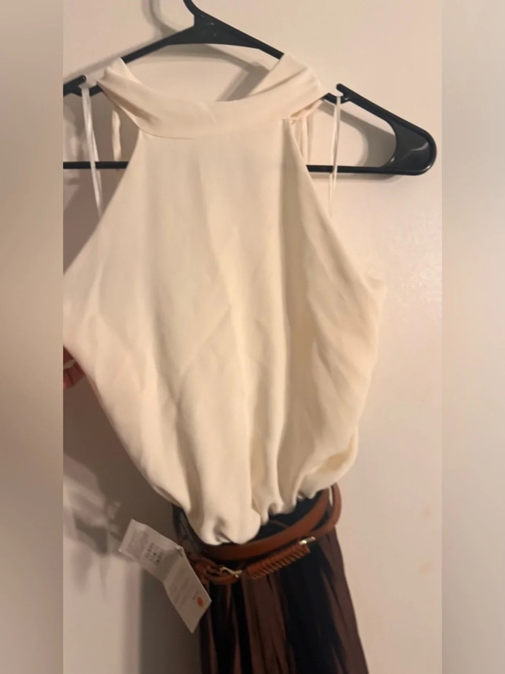 Zara Combo pleated dress Brown Choco and Ivory NWT - Picture 3 of 4